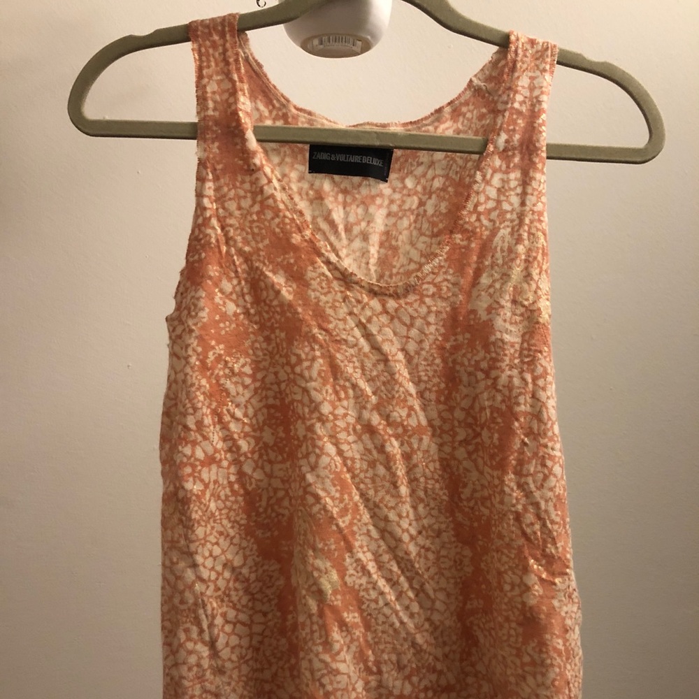 Zadig & Voltaire 100% cashmere tank, gold shimmer